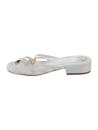 Pre-owned Larroude Leather Slides In White