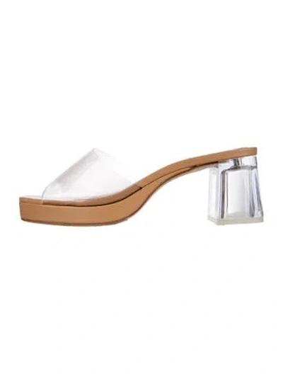 Pre-owned Larroude Leather Slides In White