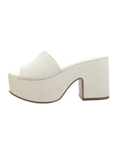 Pre-owned Larroude Leather Slides In White