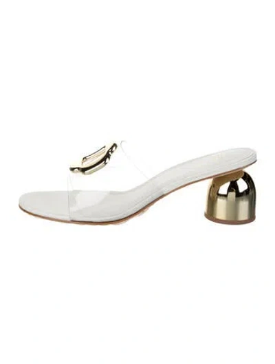 Pre-owned Larroude Leather Slides In White