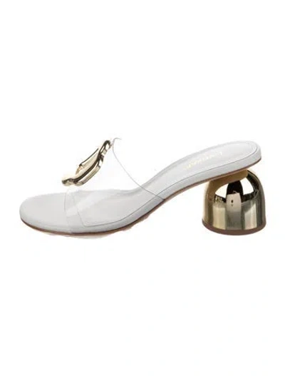 Pre-owned Larroude Leather Slides In White