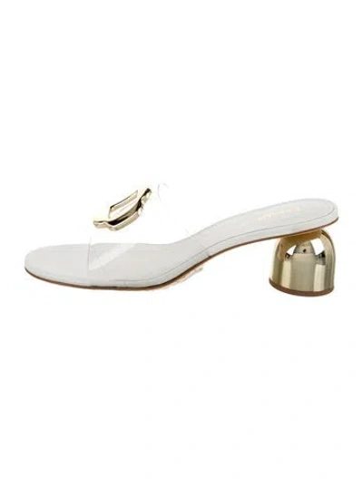 Pre-owned Larroude Leather Slides In White