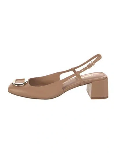Pre-owned Larroude Leather Slingback Flats In Neutral