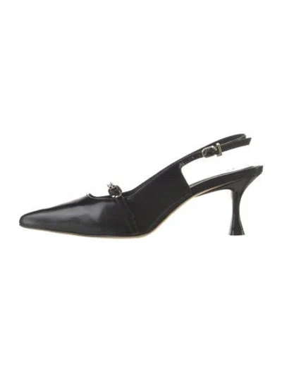 Pre-owned Larroude Leather Slingback Pumps In Black