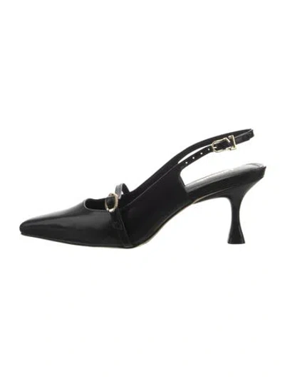 Pre-owned Larroude Leather Slingback Pumps In Black