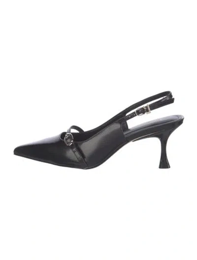 Pre-owned Larroude Leather Slingback Pumps In Black