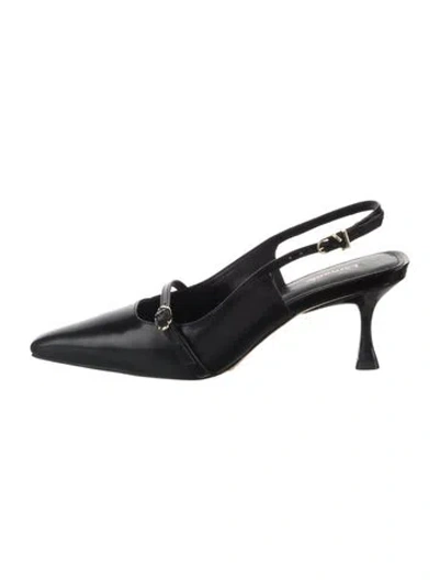 Pre-owned Larroude Leather Slingback Pumps In Black
