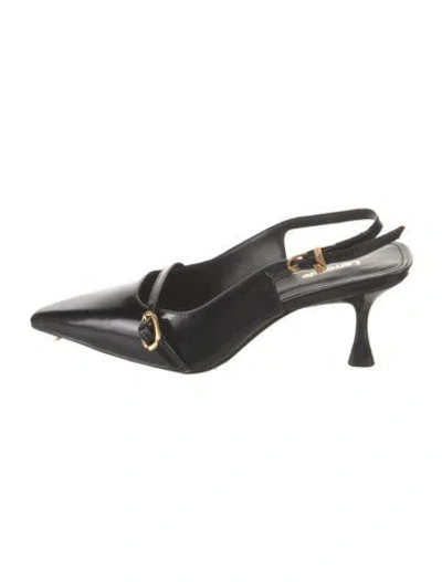 Pre-owned Larroude Leather Slingback Pumps In Black