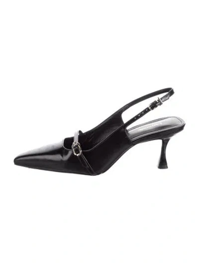 Pre-owned Larroude Leather Slingback Pumps In Black