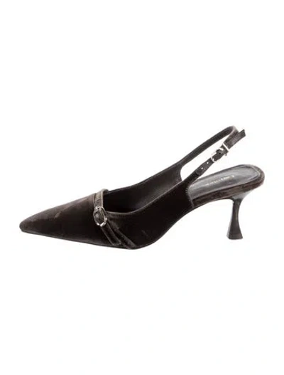 Pre-owned Larroude Leather Slingback Pumps In Black