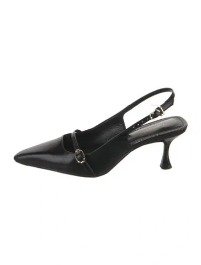 Pre-owned Larroude Leather Slingback Pumps In Black