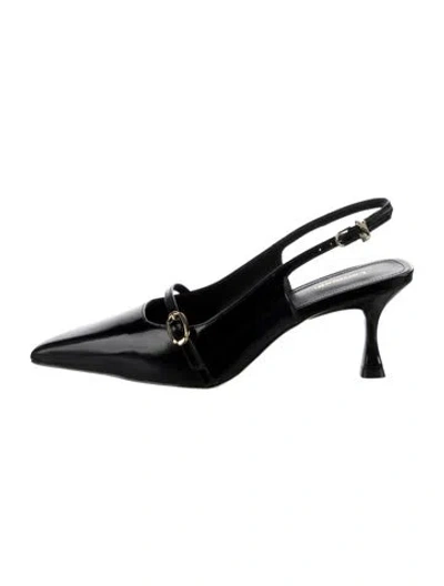 Pre-owned Larroude Leather Slingback Pumps In Black