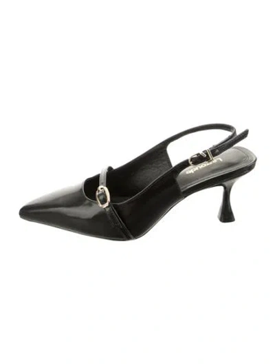 Pre-owned Larroude Leather Slingback Pumps In Black