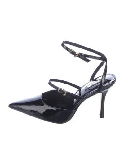 Pre-owned Larroude Leather Slingback Pumps In Blue