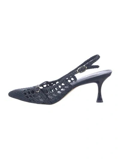 Pre-owned Larroude Leather Slingback Pumps In Blue