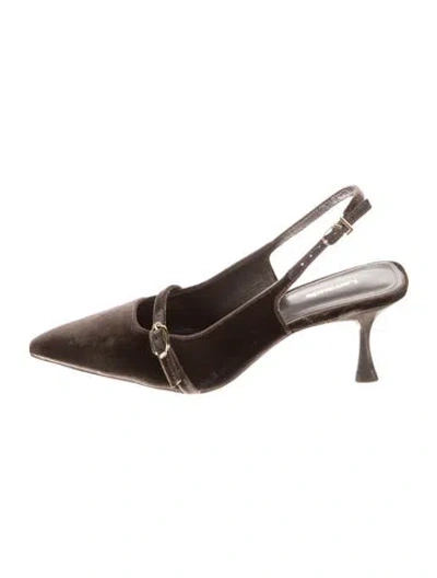 Pre-owned Larroude Leather Slingback Pumps In Brown