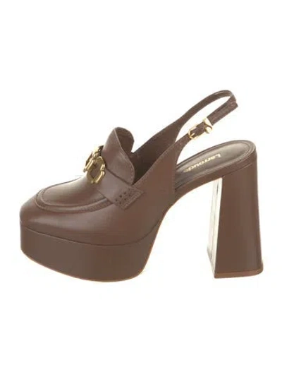 Pre-owned Larroude Leather Slingback Pumps In Brown