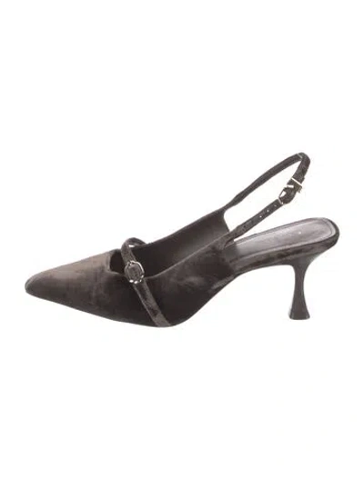Pre-owned Larroude Leather Slingback Pumps In Brown