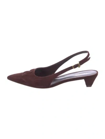 Pre-owned Larroude Leather Slingback Pumps In Burgundy