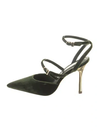 Pre-owned Larroude Leather Slingback Pumps In Green