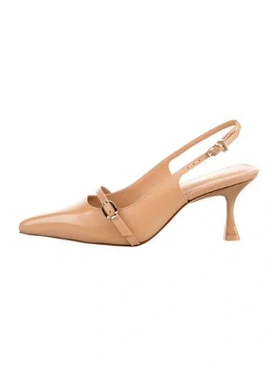 Pre-owned Larroude Leather Slingback Pumps In Neutrals