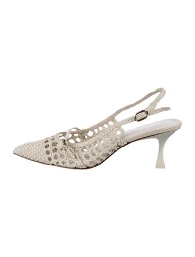 Pre-owned Larroude Leather Slingback Pumps In Neutrals