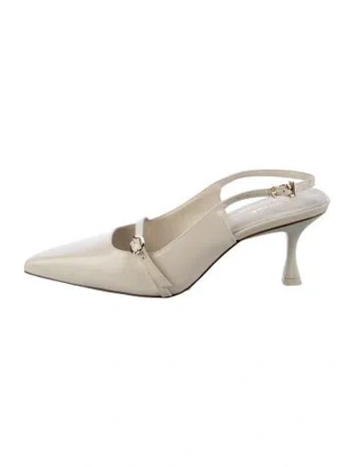 Pre-owned Larroude Leather Slingback Pumps In Neutrals