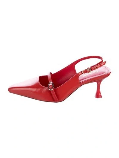 Pre-owned Larroude Leather Slingback Pumps In Red