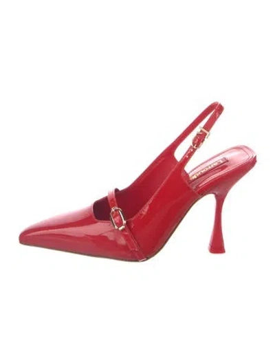Pre-owned Larroude Leather Slingback Pumps In Red