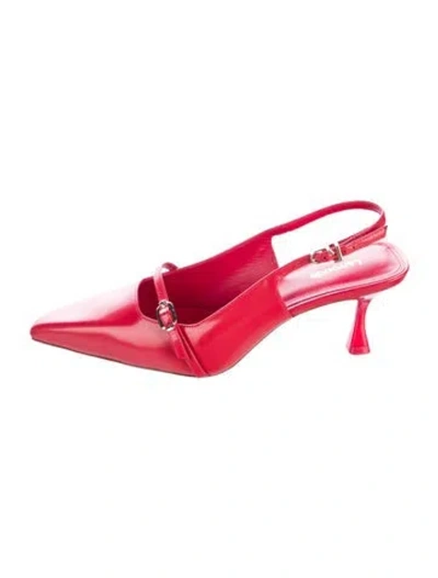 Pre-owned Larroude Leather Slingback Pumps In Red