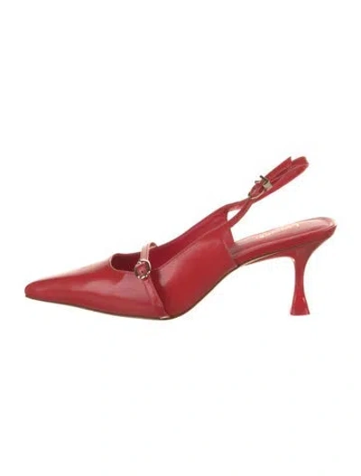 Pre-owned Larroude Leather Slingback Pumps In Red