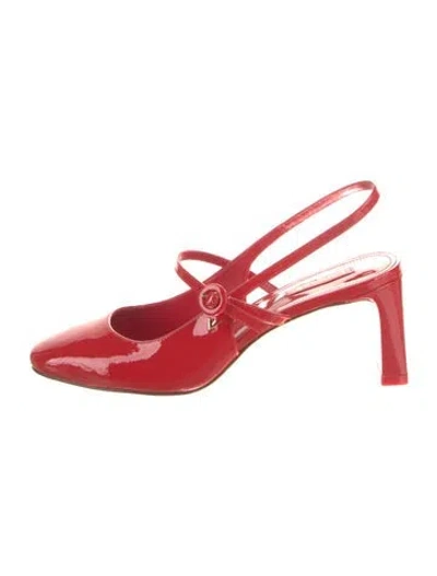 Pre-owned Larroude Leather Slingback Pumps In Red