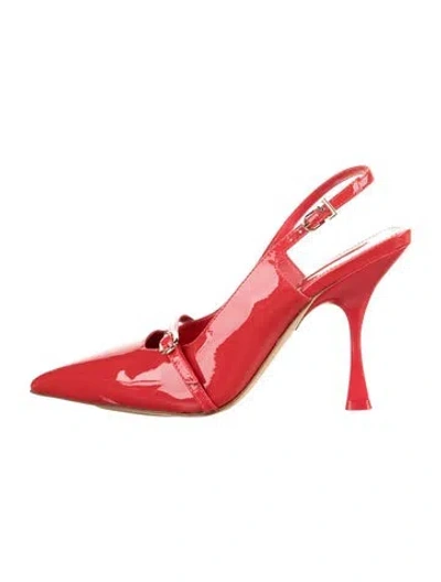 Pre-owned Larroude Leather Slingback Pumps In Red