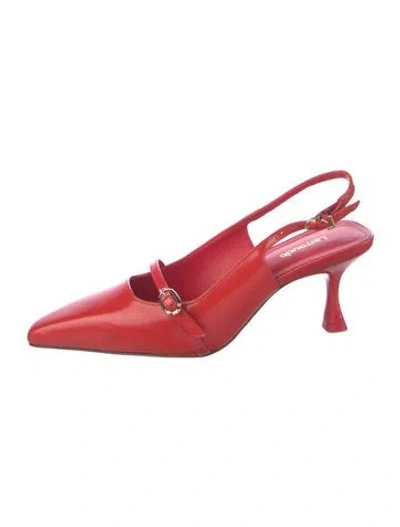 Pre-owned Larroude Leather Slingback Pumps In Red