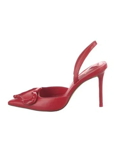 Pre-owned Larroude Leather Slingback Pumps In Red