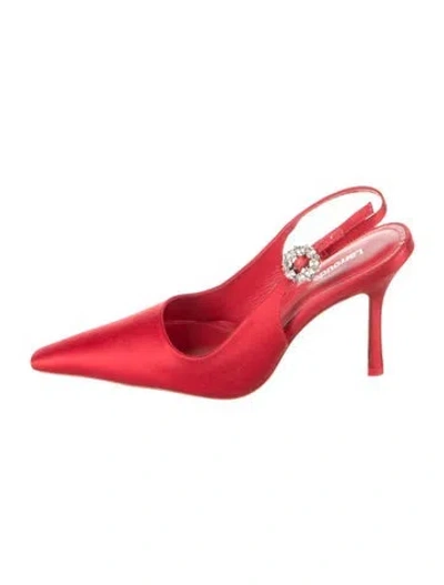 Pre-owned Larroude Leather Slingback Pumps In Red