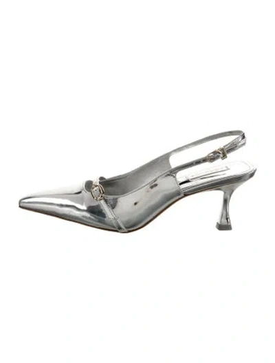Pre-owned Larroude Leather Slingback Pumps In Silver