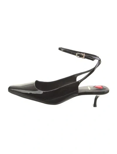 Pre-owned Larroude Leather Slingback Pumps W/ Tags In Black