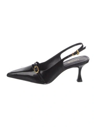 Pre-owned Larroude Leather Slingback Pumps W/ Tags In Black