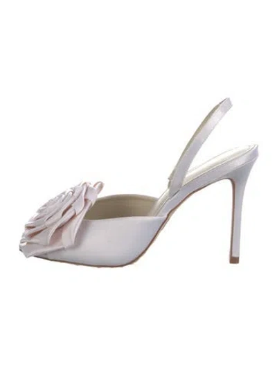 Pre-owned Larroude Leather Slingback Pumps In White
