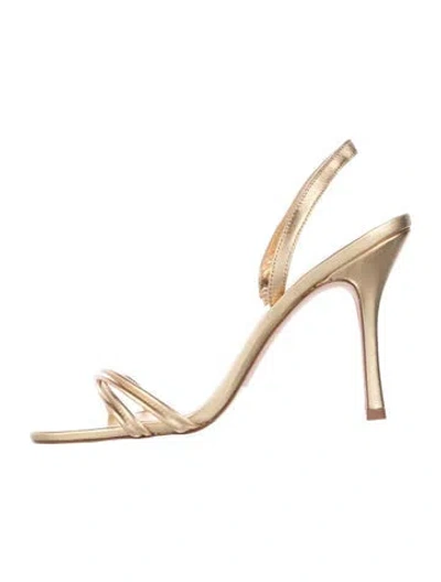 Pre-owned Larroude Leather Slingback Sandals