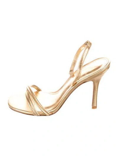Pre-owned Larroude Leather Slingback Sandals