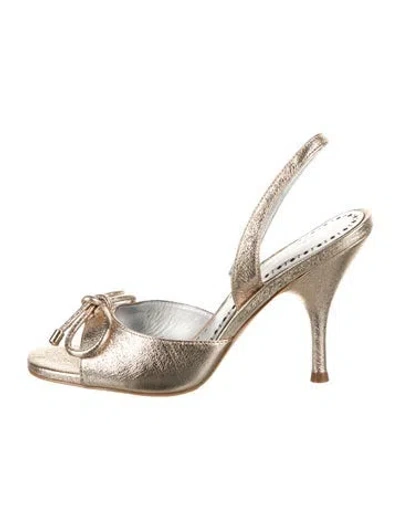 Pre-owned Larroude Leather Slingback Sandals