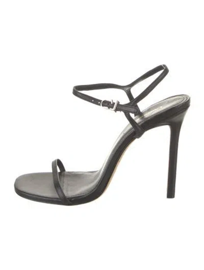 Pre-owned Larroude Leather Slingback Sandals In Black