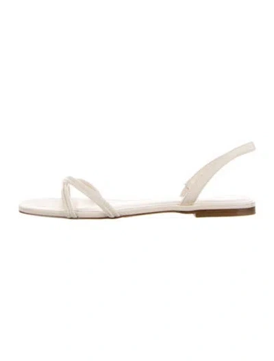 Pre-owned Larroude Leather Slingback Sandals In Gold
