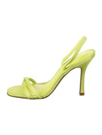 Pre-owned Larroude Leather Slingback Sandals In Green