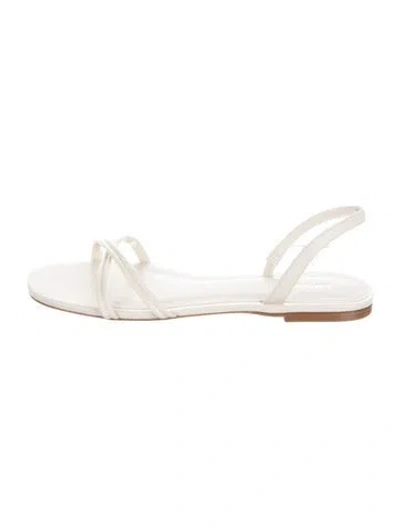 Pre-owned Larroude Leather Slingback Sandals In Neutral