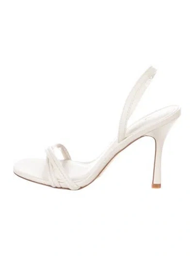 Pre-owned Larroude Leather Slingback Sandals In Neutral