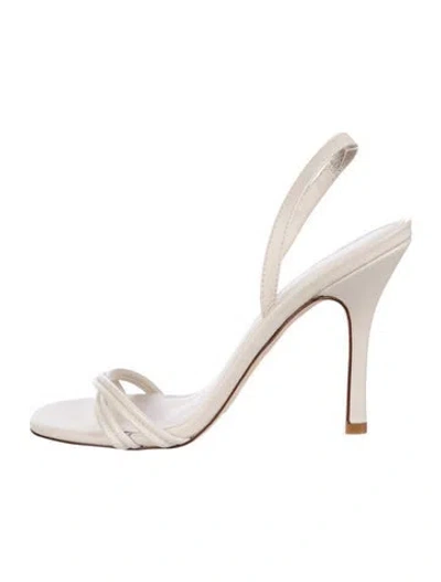 Pre-owned Larroude Leather Slingback Sandals In Neutral