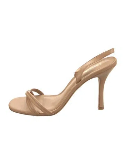 Pre-owned Larroude Leather Slingback Sandals In Neutral